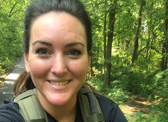 DSCC Care Coordinator Haley Shropshire on her bike participating in the Stop Soldier Suicide Cycling Challenge